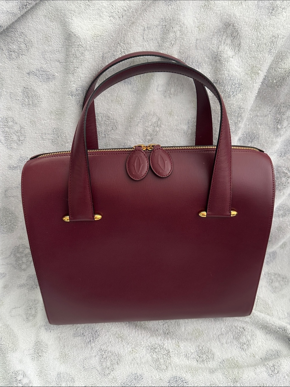 Cartier Bordeaux Handbag with shoulder strap Gold Hardware Vintage